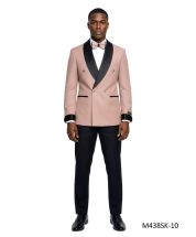 Mauve Mens Suit Double Breasted Suit Jacket Black Pants