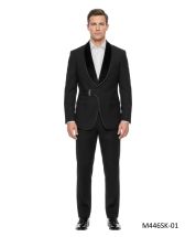 Blakc Suit Mens Formal Suits Velvet Shawl Lapel