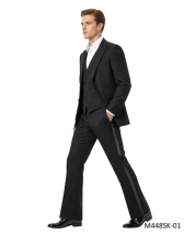 Black Suits Mens Three Piece Suits Flare Pants for Men