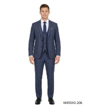 Navy Suit Plaid Mens Suits Fashionable Men's Suit
