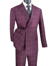Vinci Men's 2 Piece Modern Fit Suit - Windowpane