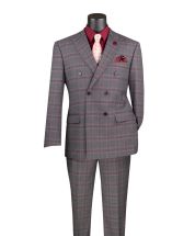 Vinci Men's 2 Piece Modern Fit Suit - Glen Plaid