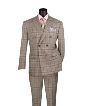 Grey Suit Double Breasted Suit Glen Plaid Fabric