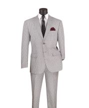 Vinci Men's 2 Piece Seersucker Suit - Notch Lapel