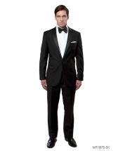 Bryan Michaels Men's 2pc Slim Fit Tuxedo - Satin Lapel with Trim