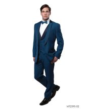 Bryan Michaels Men's 3pc Slim Fit Tuxedo - Satin Collared Vest