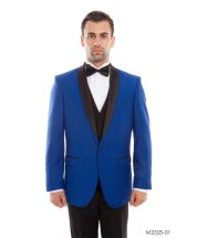 Bryan Michaels Men's 3pc Slim Fit Tuxedo - Layered Lapel