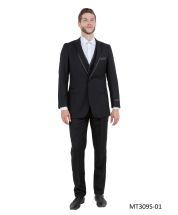 Bryan Michaels Men's 3pc Slim Fit Tuxedo - Satin Trim