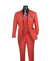 Vinci Men's 3 Piece Wool Feel Modern Fit Suit - Double Breasted Vest