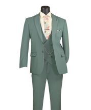 Green Suit Stretch Fabric Cinchable Waistband