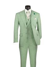 Vinci Men's 3 Piece Wool Feel Modern Fit Suit - Double Breasted Vest