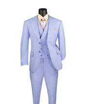 CCO Men's Outlet 3 Piece Wool Feel Modern Fit Suit - Double Breasted Vest