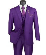 Vinci Men's 3 Piece Modern Fit Suit - Bold Solid Colors