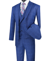 Vinci Men's 3 Piece Modern Fit Suit - Stylish Vest