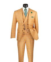 Vinci Men's 3 Piece Modern Fit Suit - Electric Windowpane