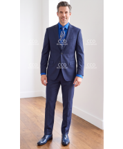Blue Wool Suit Mens 100% Wool Suits Adjustable Waistband Pants