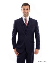 Zegarie Men's 3 Piece Modern Fit 100% Wool Suit - Solid Colors