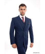 CCO Men's Outlet 3 Piece Modern Fit 100% Wool Suit - Solid Colors