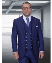 Sapphire Blue Suits for Gents Mens Formal Wear Peak Lapel Suit Jacket