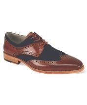 Giovanni Men's Leather Dress Shoe - Fabric Accent 