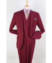 Apollo King Men's 3pc 100% Wool Fashion Suit - Stylish Peak Lapel