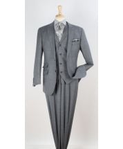 Apollo King Men's 100% Wool 3pc Fashion Suit - Stylish Peak Lapel