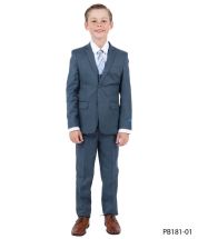 CCO Boy's Outlet 5 Piece Suit with Shirt & Tie - Sharkskin