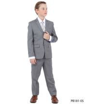 CCO Boy's Outlet 5 Piece Suit with Shirt & Tie - Sharkskin