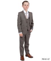 CCO Boy's Outlet 5 Piece Suit with Shirt & Tie - Sharkskin