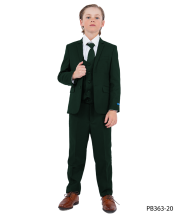 CCO Outlet Boy's 5 Piece Suit with Shirt & Tie - U Shaped Vest