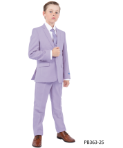 CCO Outlet Boy's 5 Piece Suit with Shirt & Tie - U Shaped Vest