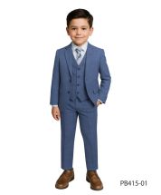 Perry Ellis Boy's 3 Piece Suit - Glen Plaid Pattern