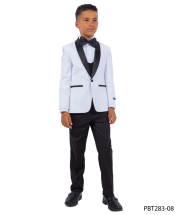 CCO Boy's Outlet 5 Piece Suit with Shirt & Tie - Black U Cut Vest