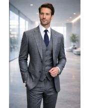 Charcoal Suit Mens 3 Piece Suits Plaid Suit