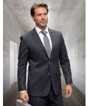 Statement Men's 100% Wool 2 Piece Suit - Thin Windowpane