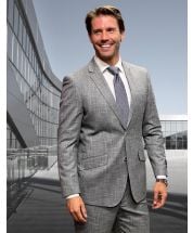 Statement Men's 100% Wool 2 Piece Suit - Light Plaid
