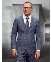 Statement Men's 100% Wool 2 Piece Suit - Textured Windowpane