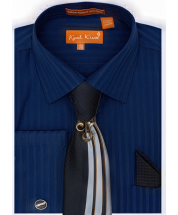 Karl Knox Men's French Cuff Fashion Shirt Set - Subtle Stripe