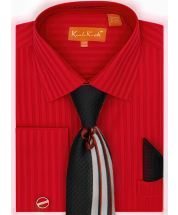 Karl Knox Men's French Cuff Fashion Shirt Set - Subtle Stripe
