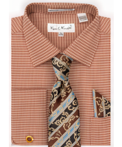 Karl Knox Men's French Cuff Fashion Shirt Set - Checker