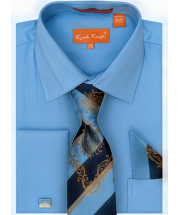 Karl Knox Men's French Cuff Fashion Shirt Set - Striped Tie