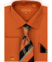 Karl Knox Men's French Cuff Fashion Shirt Set - Striped Tie