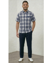 Marine Paid Shirt Leisure Suit for Men Button Up Shirt