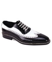 Giovanni Men's Leather Dress Shoe - Wingtip with Perforations