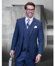 Statement Men's 3 Piece 100% Wool Fashion Suit - Triple Tone Plaid