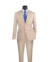 Vinci Men's 2 Piece Slim Fit Suit - Accented Windowpane