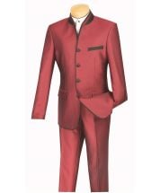 CCO Men's 2 Piece Slim Fit Nehru Outlet Suit - Sharkskin