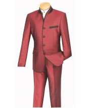 Vinci Men's 2 Piece Slim Fit Nehru Outlet Suit - Sharkskin