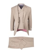 Tan Suit for Men Double Breasted Vest
