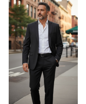 Charcoal Inexpensive Mens Suits 2 Piece Suit